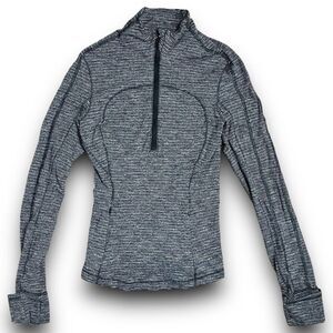 Lululemon‎ WMNS 2 Run Briskly 1/2 Zip Coco Pique Black Rulu Sweat-Wicking W3BXSS